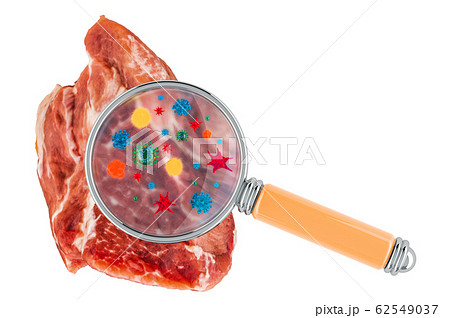 Pork meat with germs, microbes or viruses 62549037
