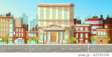 Modern city buildings flat background 62550140