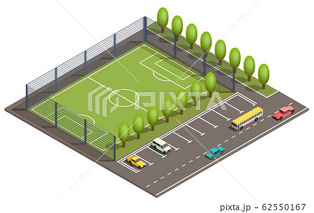 3d isometric football field, car parking 3d isometric football field, car parking 62550167