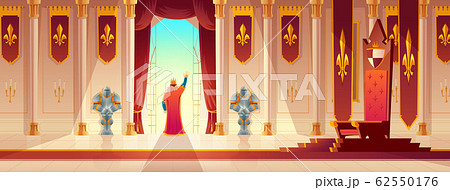 King greeting crowd from balcony cartoon 62550176