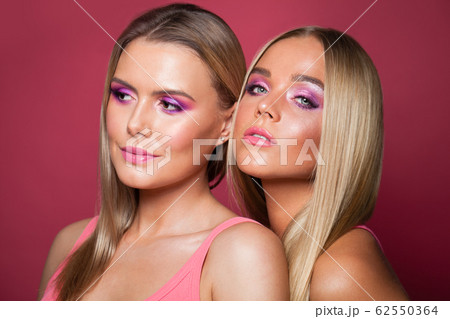 Fashion blonde women portrait, two beautiful faces Fashion blonde women portrait, two beautiful faces 62550364