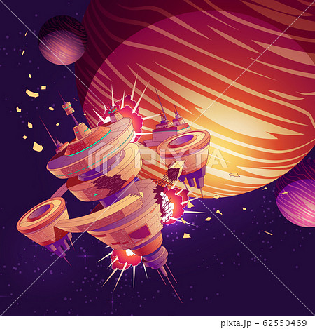Future spaceship or orbital station crash 62550469