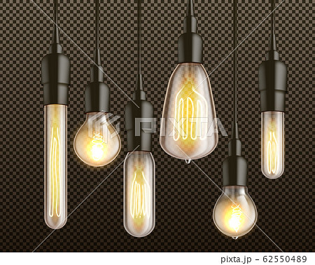 Incandescent light bulbs realistic set 62550489