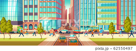 Metropolis busy street cartoon concept 62550497
