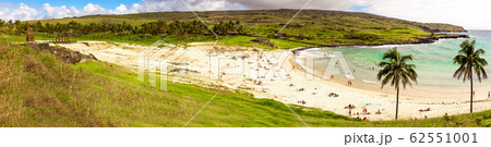 Anakena beach. Rapa nui Easter Island. Panoramic view landscape 62551001