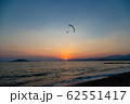 paraglider over the beach during Sunset on the Calis Beach on the Aegean Sea 62551417