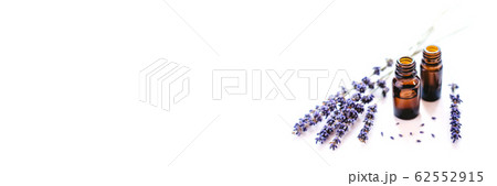 Dried lavender with a bottle of essential oil 62552915
