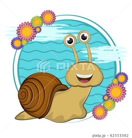 Cartoon of a cute happy snail 62553562