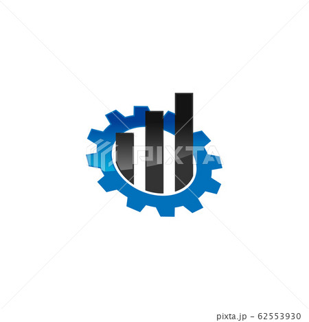 Bar chart conception with gear vector logo 62553930