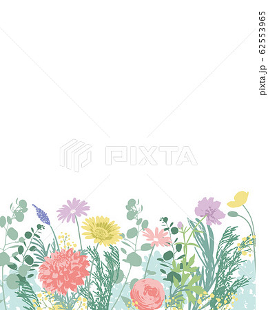 たくさんの花と白い背景のイラスト素材