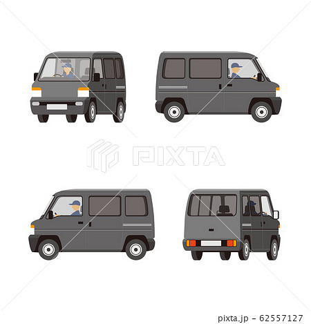 車 配達 ワンボックス 軽自動車 イラスト セットのイラスト素材