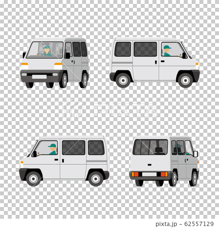 車、配達、ワンボックス、軽自動車、イラスト、セットのイラスト素材