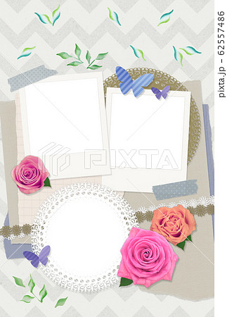 写真コラージュ用ハガキテンプレート フォトフレーム2枚 のイラスト素材