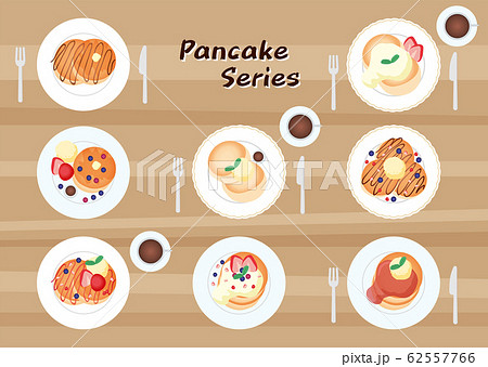 パンケーキ 俯瞰構図のイラスト素材