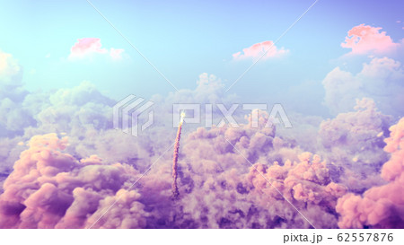 Rocket Launch through the clouds, Starship rocket to the mars. 4k animation Rocket Launch through the clouds, Starship rocket to the mars. 4k animation 62557876