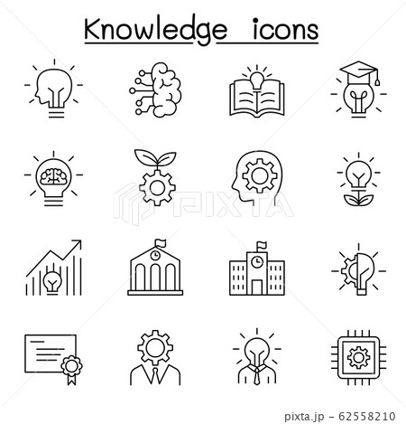 Knowledge icons set in thin line style Knowledge icons set in thin line style 62558210