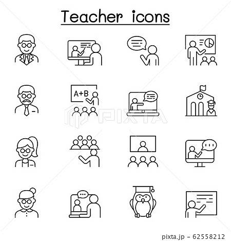 Teacher icons set in thin line style Teacher icons set in thin line style 62558212