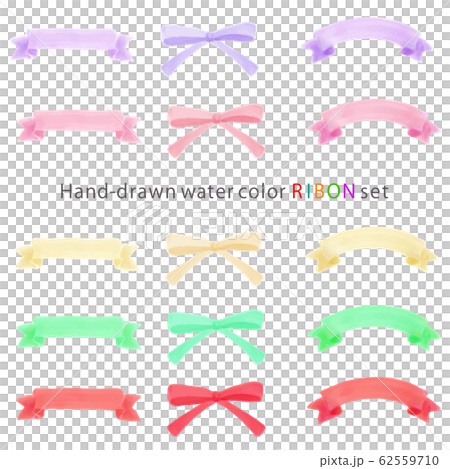 水彩の手描きリボン セット 水彩の手描きリボン セット 62559710