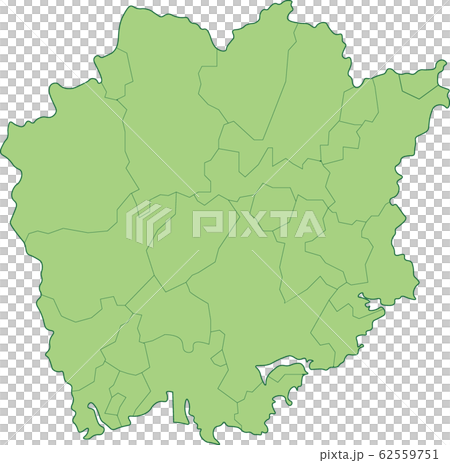 岡山県の地図_市町村別 62559751
