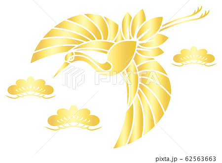 飛んでいる鶴 切り絵風 背景素材 ベクター イラスト 62563663