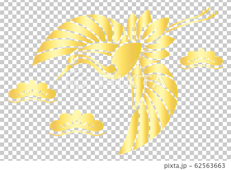 飛んでいる鶴 切り絵風 背景素材 ベクター イラスト 62563663