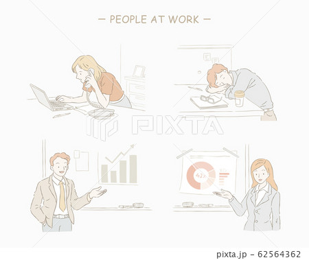 Hand drawn people at work set Hand drawn people at work set 62564362