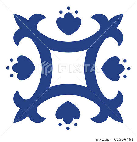 Mexican talavera tile pattern. Ornament in traditional style from Puebla in classic blue and white. Floral ceramic composition with flower and leaves. Folk art design from Mexico. 62566461