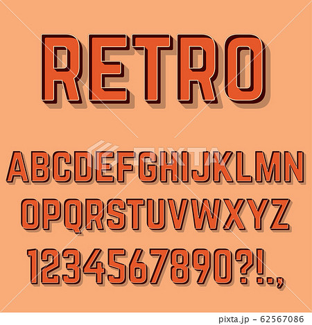 Retro 3D Alphabet Letters, Numbers and Symbols. Retro 3D Alphabet Letters, Numbers and Symbols. 62567086