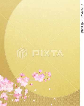 背景-和-和紙-和風-和柄-春-桜-枝-金箔 62569294