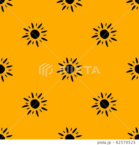 Yellow seamless pattern with hand drawn tribal sign of sun. Great for fabric, scrapbooking and 62570523