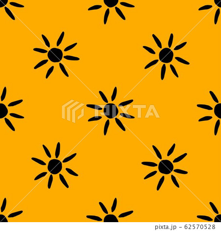 Yellow pattern with hand drawn sun symbol. Seamless background. Abstract floral design. Vector Yellow pattern with hand drawn sun symbol. Seamless background. Abstract floral design. Vector 62570528