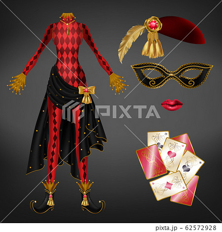 Female Joker Suit Playing Cards Realisticのイラスト素材