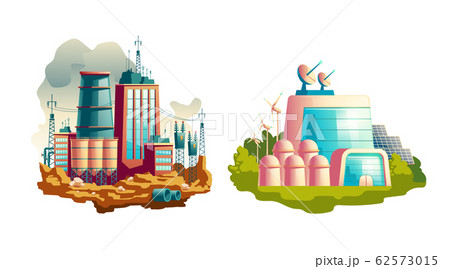 Modern and future power plants cartoon Modern and future power plants cartoon 62573015