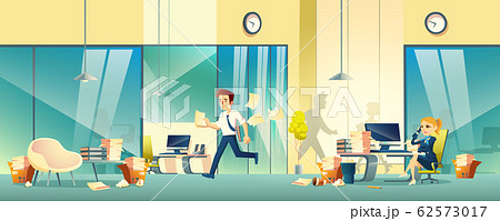 Stressed entrepreneurs in office cartoon Stressed entrepreneurs in office cartoon 62573017