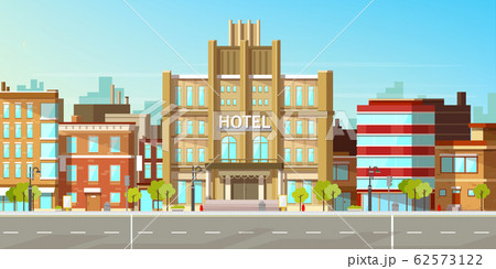 Modern city buildings flat background Modern city buildings flat background 62573122