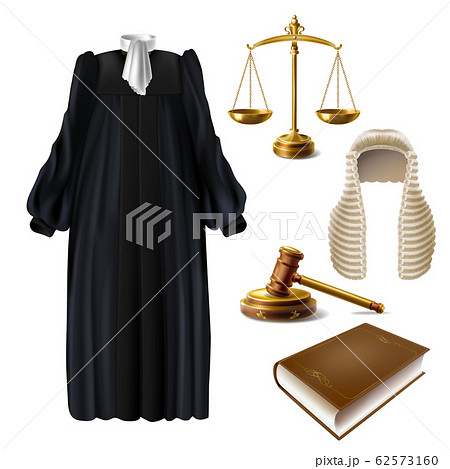 Judge formal dress and gavel realistic 62573160
