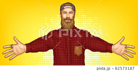 Hipster man raising hands for hugging 62573187
