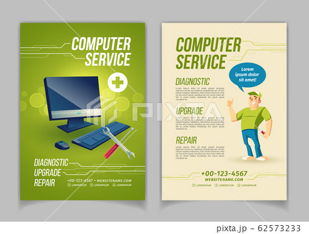 Computer repair service cartoon ad flayer Computer repair service cartoon ad flayer 62573233