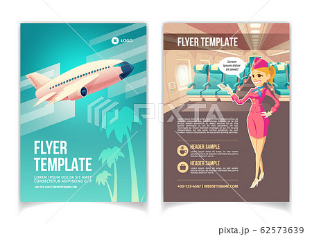 Air travel service cartoon promo brochure 62573639