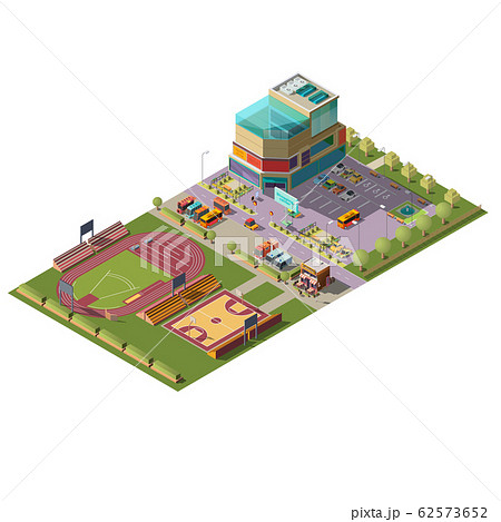 Supermarket and sport stadiums isometric 62573652