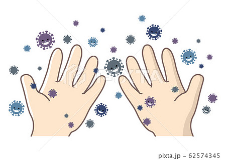 子供の手に付着したウイルスのイラスト素材 子供の手に付着したウイルスのイラスト素材