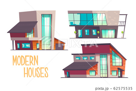 Modern architecture houses cartoon set Modern architecture houses cartoon set 62575535