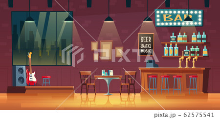 Empty snack bar, pub interior cartoon Empty snack bar, pub interior cartoon 62575541