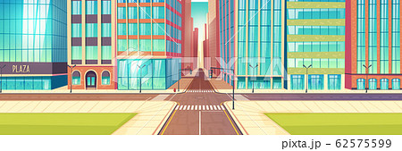 Metropolis empty street crossroads cartoon 62575599