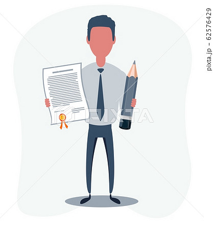 Businessman or clerk. Male character in trendy simple style with objects, flat vector illustration. Businessman or clerk. Male character in trendy simple style with objects, flat vector illustration. 62576429