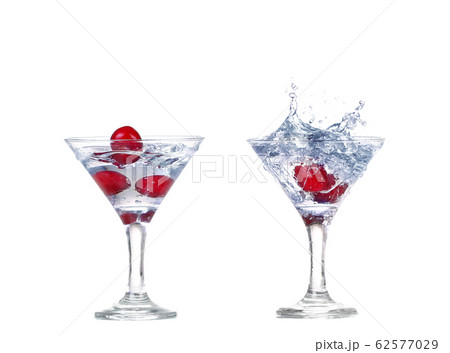 collage cherry splash in a cocktail glass on collage cherry splash in a cocktail glass on 62577029