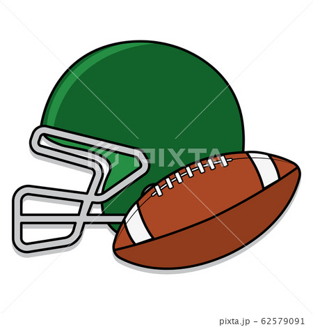 Isolated american football ball and helmet 62579091