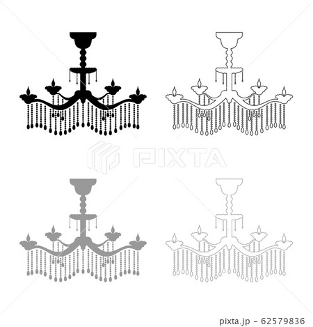 Chandelier icon outline set black grey color Chandelier icon outline set black grey color 62579836