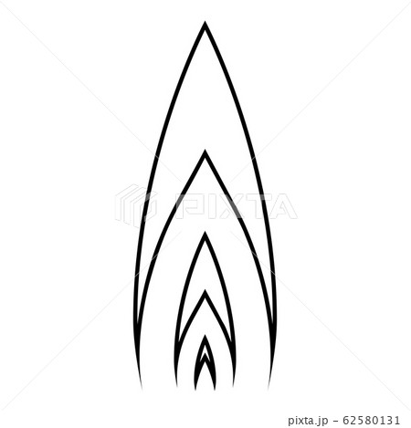 Flame icon outline black color vector  62580131