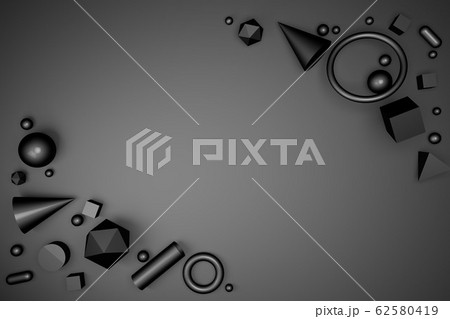 3D render of abstract geometric shapes on a black 3D render of abstract geometric shapes on a black 62580419
